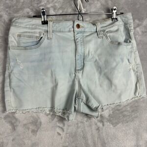 universal thread Light Wash Denim Shorts Distressed Raw Hem Casual size‎ 16 r